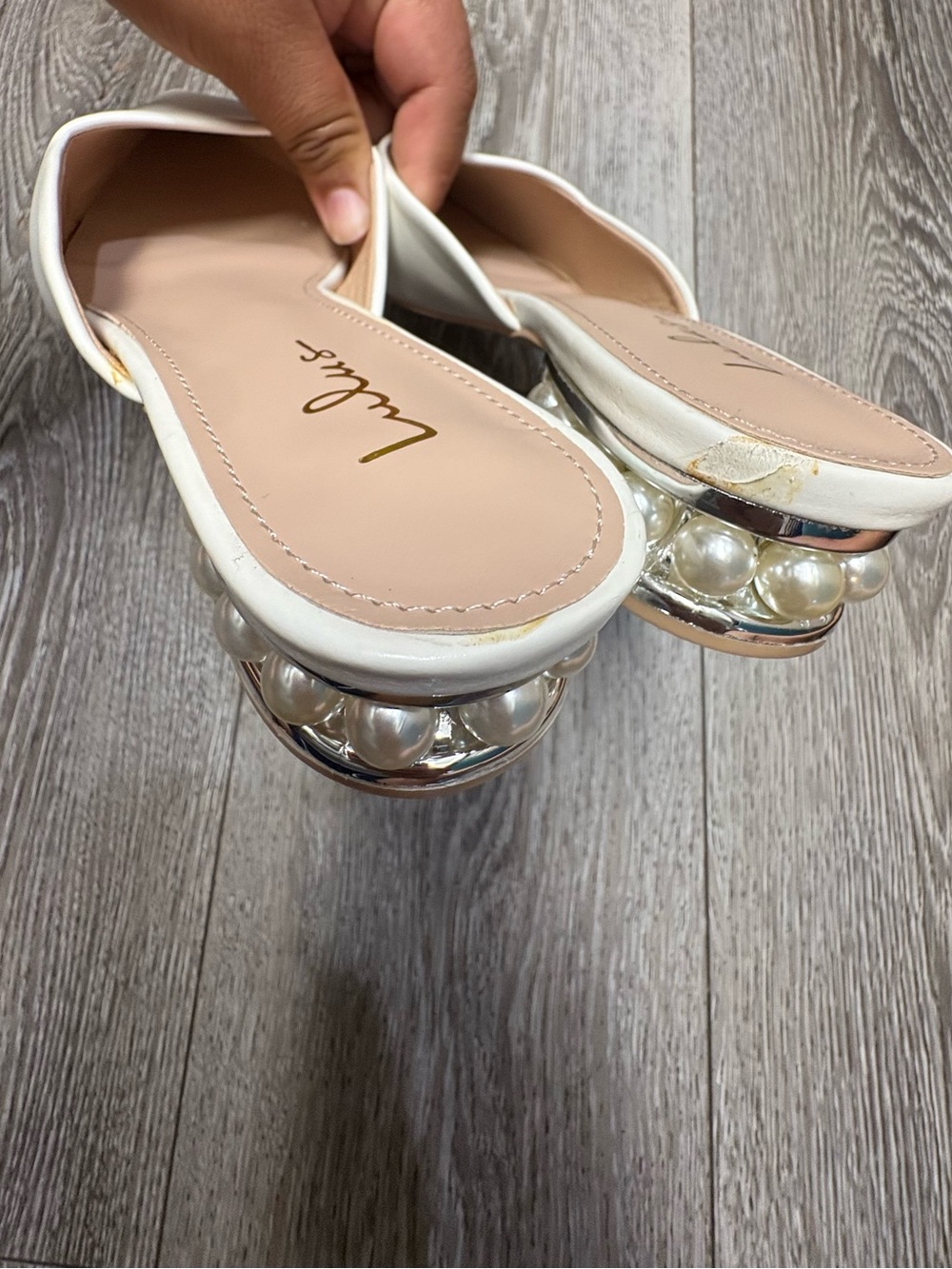 Lulus Pearl-Accented Pointed Toe Mules - White - Picture 8 of 11